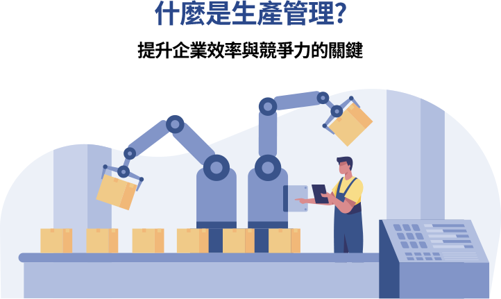 生產管理是企業對資源（如人員、設備、材料）進行規劃、監控與優化。